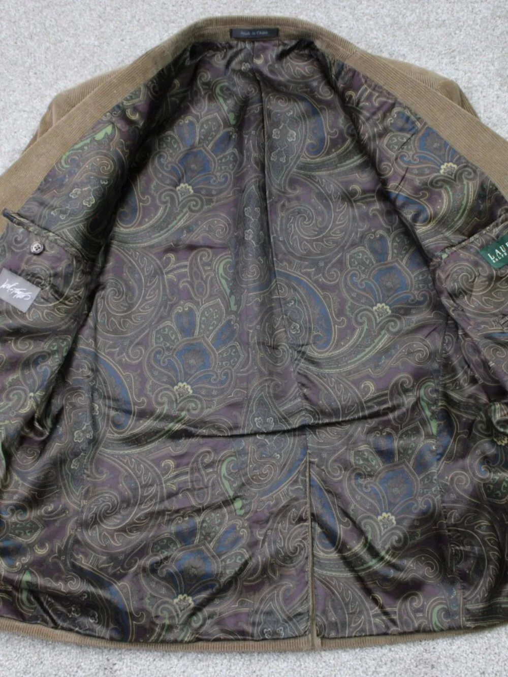 LAUREN Ralph Lauren Corduroy Blazer Mens 40 Short Brown 100% Cotton 2 Button